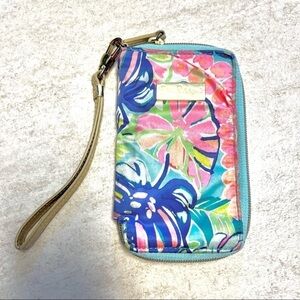 Lily Pulitzer Exotic Garden Wristlet blue pink